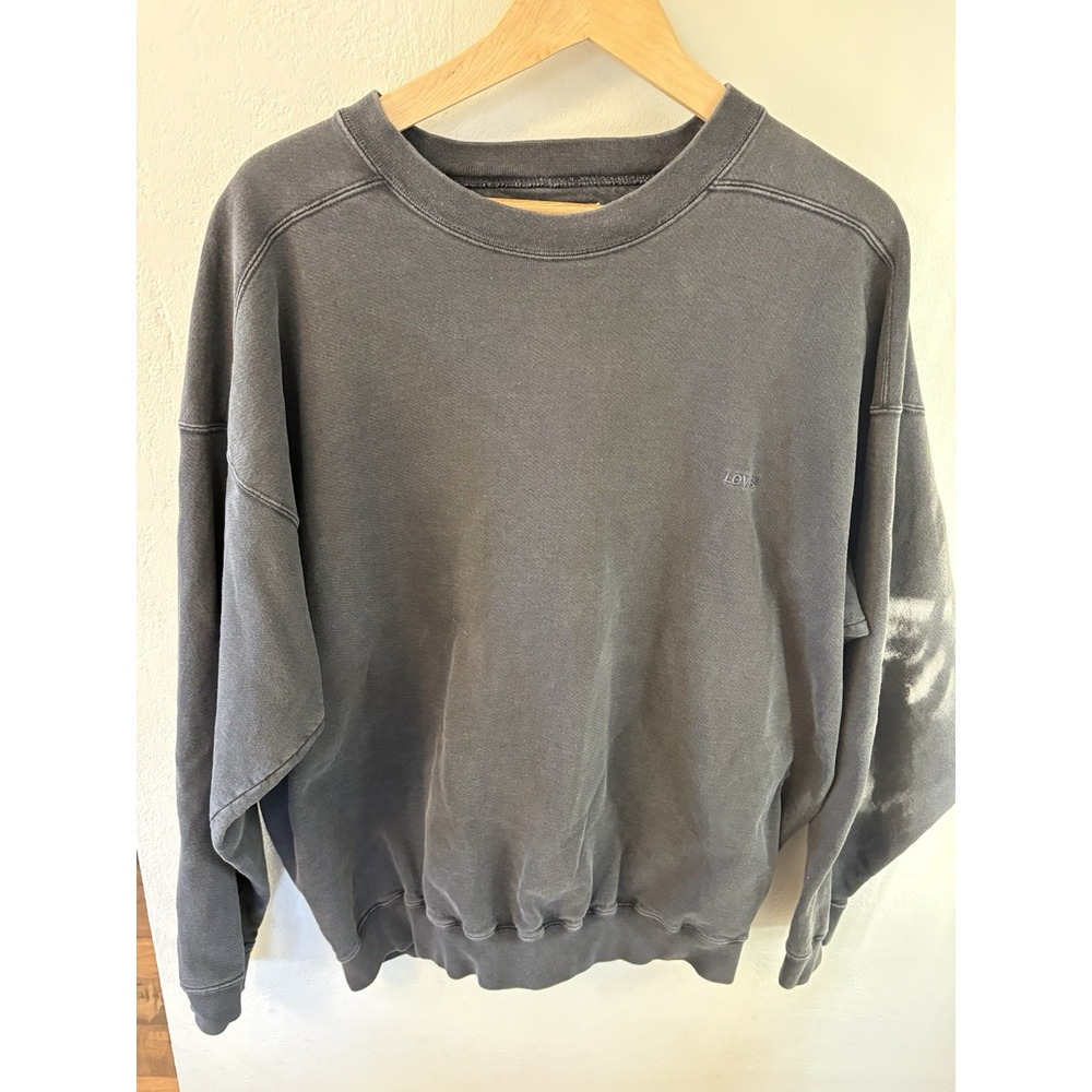 Vintage Levi’s Crewneck Sweatshirt Made in USA Faded Gray Embroidered Logo XL